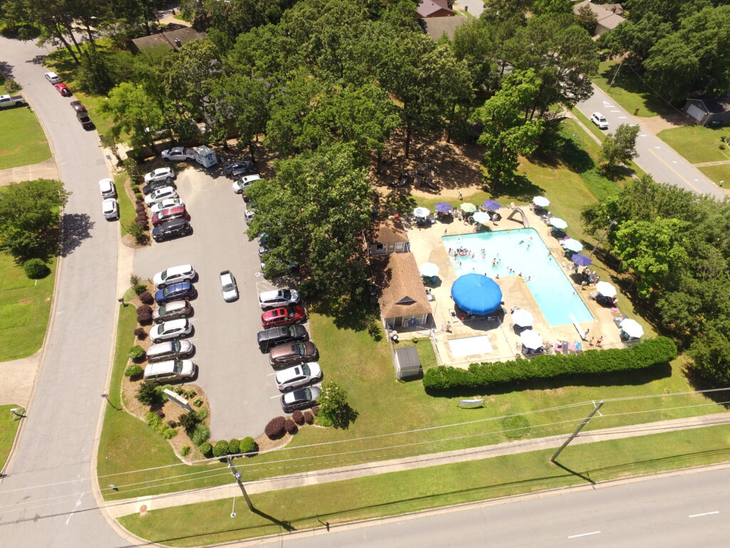 Marlowe Manor Pool & Parking Lot View from Hinson RD