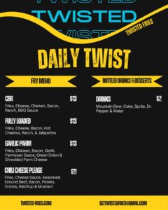 Twisted Fries Menu